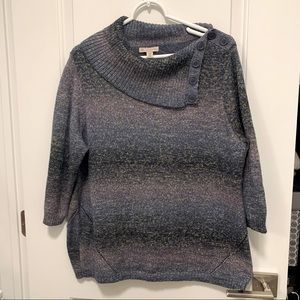 Purple and Blue Partial Cowl Neck Sweater-Excellent Condition